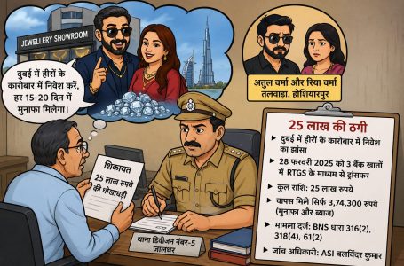 ਦੁਬਈ ਵਿੱਚ ਹੀਰਿਆਂ ਦੇ ਕਾਰੋਬਾਰ ਦੇ ਨਾਮ ‘ਤੇ 25 ਲੱਖ ਦੀ ਠੱਗੀ, ਦੰਪਤੀ ਖ਼ਿਲਾਫ਼ ਕੇਸ ਦਰਜ